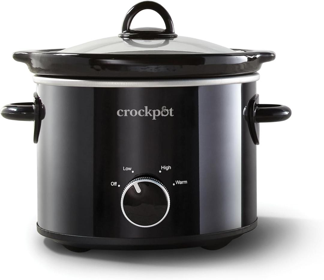 Crock-Pot 2-Quart Manual Slow Cooker, Feeds 2+ People, Great for Small Meals, Dips, & Sides, Removable Stoneware is Oven & Dishwasher-Safe, Black