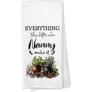 Voatok Nanny Gifts Kitchen Towels, Nanny Gifts from Grandkids Granddaughters Grandsons Hand Towels, Best Grandma Gift for Christmas Birthday Dish Tea Towels for Kitchen, 16x24 Inches