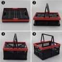 Idomy Pack of 2 Collapsible Storage Crates with Handles, Plastic Grocery Shopping Baskets