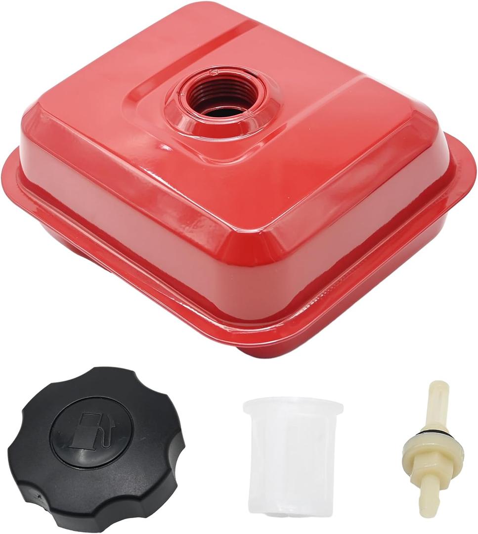 Fuel Tank Kit Red, With Thread Cap and Joint Filter Fuel filter, Replacement for Honda GX140 GX160 GX200 Water Pump Lawn Mover 5.5 HP 6.5 HP Engines ( 3L )