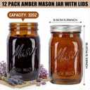 SUT Amber Wide Mouth Mason Jars 32 oz,9 Pack Quart Mason Jars With Airtight lids and Bands,Canning Jars 32 oz for Preserving,Meal Prep,Overnight Oats,Fermenting