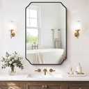 Vanity Bathroom Mirror, 24" x 36" Black Scalloped Mirror for Wall