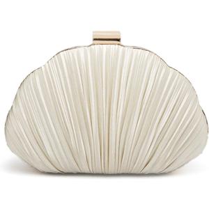 Shell Shaped Clutch Purses Ruched Shell Purse for Women Elegant Evening Handbag Chain Shoulder Bag Wedding Party (21 * 5 * 13.5 cm)