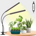 FOXGARDEN Grow Light Full Spectrum, Dual Head Plant Lights for Indoor Growing with Flexible Gooseneck, 104 LEDs Clip Grow Lamp with 4/8/12H Timer, 4 Brightness Levels, Ideal for Indoor Growth