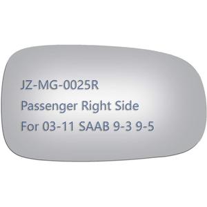 JZSUPER Side Mirror Glass fit for Saab 9-3 9-5 9-3X Passenger Right Side View RH Convex Replacement Non Heated Including Adhesive
