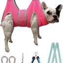 Kkiimatt Dog Grooming Hammock, Medium Hanging Harness Holder Hanger for Nail Clipping,Nail Trimming Hammock,Dog Sling Restraint with Thick Fabric Neck Support for Claw Care (Medium 26-45LB/Pink)