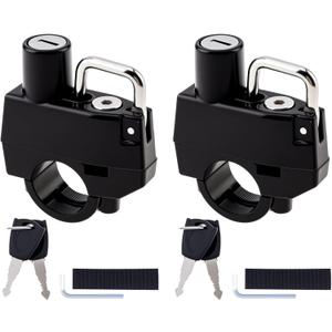 Windance 2 Pack Motorcycle Helmet Lock, Helmet Holder Hook for 7/8" 22mm Handlebar, Anti Theft Security Lock for Motorbike Bike Frame Tube Bumper Luggage Rack (Keyed Alike)