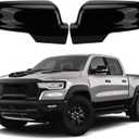Glossy Black Side Mirror Covers Caps Compatible with 2019-2025 Dodge Ram 1500, Door Mirror Bezel Caps for Ram 1500 Replacement Pair with Turn Signal Cut-Outs