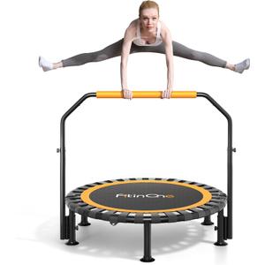 40"/48" Foldable Mini Trampoline Load 330lbs, Portable Exercise Rebounder with Durable Bungee Band, Fitness Trampoline for Adults