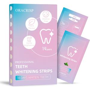ORACRISP Teeth Whitening Strips 14 Treatments (28 Strips) - Deep Stains Removal - Enamel Safe Whitening Strips - Instant Teeth Whitening Strips