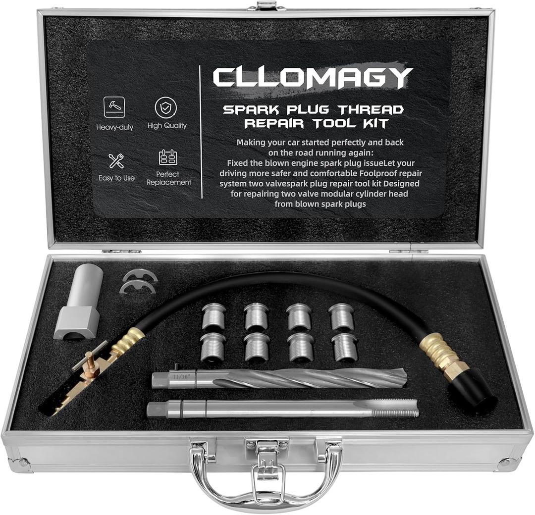 38900 Two Valve Tool Kit for Ford Triton,Spark Plug Thread Repair Kit,Foolproof Spark Plug Repair System Compatible with Ford F150/250/350 E150/250/350 4.6L,5.4L,6.8L Two Valve Engine