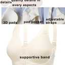 PRETTYWELL Front Closure Bras for Women no Underwire Padded Wireless Comfort Full Coverage Bra with Support Mastectomy Bra (L)