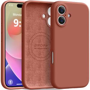 Ktele Magnetic for iPhone 16 Case [Compatible with Magsafe] [Premium Silicone Satin-Smooth Touch] Slim Shockproof Anti-Scratch Microfiber Lining Case, 6.1 inch, Caramel