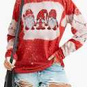 Merry Christmas Sweatshirts for Women Gnomes Santa Christmas Sweatshirt Cute Long Sleeve Pullover Top, XL
