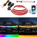 Exterior Car LED Hood Light Strip,RGB Multicolor Dynamic Scan Start Up Hoodbeam Kit with App & Remote Control,70 Inch 12V Updated Waterproof Hood Glow Lights for Cars, Trucks,SUV(1set)
