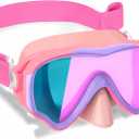 Kids Swim Goggles with Fabric Strap for Kids 3-15, Leak Proof Swimming Goggles Nose Cover 180 Clear View (pink)