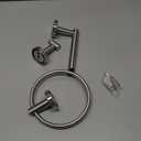 Brushed Toilet Paper Holder & Towel Ring SUS304 Stainless Steel 2pc Bathroom Hardware Set with Double Post Pivoting Toilet Paper Roll Holder Wall Mount & Bathroom Towel Holder Set