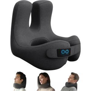Everlasting Comfort Upgraded Neck Pillow for Airplanes Memory Foam Travel Headrest for Flying Portable Multi-Position Travel Pillows with 360Support Long Flight Essentials for Sleep & Home Use