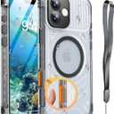 for iPhone 16 Waterproof Case with Magsafe, Built in Camera Control [Screen Protector] [Lanyard], IP68 Military Full Body Shockproof, for Water Sports Outdoor Work, 6.1" Frosted Black