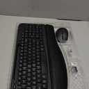 Wireless Keyboard and Mouse Combo, Wave Keys Full-Sized Ergonomic Keyboard with Cushioned Plam Rest, Phone Holder, Comfortable Natural Typing, 2.4G Cordless Set for Computer, Laptop, PC, Mac, Windows (Black)