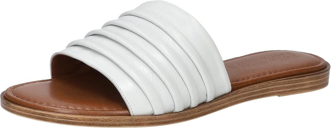 Bella Vita Women's Rya-Italy Flat Sandal (7.5, White Italian Leather)