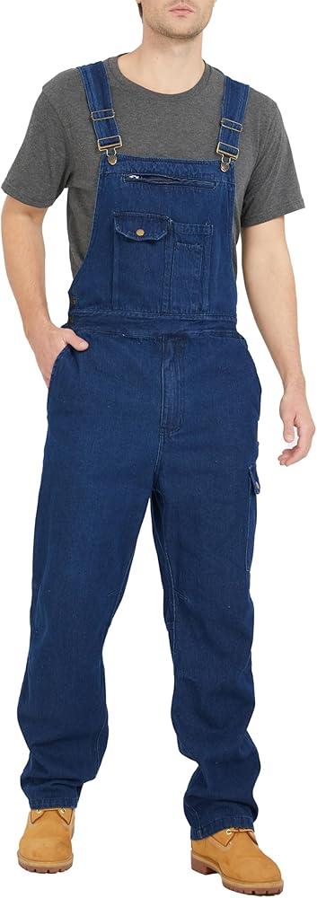 Ubon Denim Bib Overalls for Men Relaxed Fit Work Jeans Workwear, Size: 34W x 32L