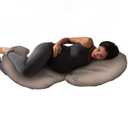 Boppy Total Body Pregnancy Pillow with Organic Cotton, Easy-on Removable Cover in Biscuit for Full-Body Support, Body Pillow for Pregnancy and Postpartum Positioning