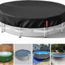 15 Ft Round Pool Cover, Hot Tub Cover, Solar Pool Covers for Above Ground Pools, Heavy-Duty Waterproof Dustproof Pool Solar Cover with Drawstring and Ground NailsBlack