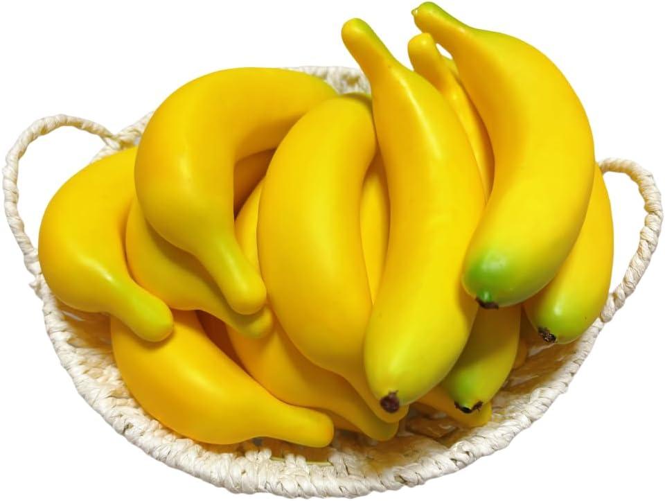 15pcs Fake Individual Banana, Artificial Yellow Bananas Lifelike Simulation Fake Fruit Home House Kitchen Decoration