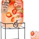 Gallon Glass Drink Dispenser with Stand for Parties  Stainless Steel Spigot, Metal Lid, and Drip Tray  Classic Mason Jar Lemonade Dispenser for Iced Tea, Kombucha, and More