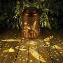 2 Pack Solar Lanterns Outdoor Waterproof, Hummingbird Garden Decor Gifts for Women Mom Grandma Hanging Solar Lights Metal Decoration Outside for Yard, Patio(Dandelions)