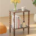 Fultyle Side Table, Small End Table with Storage Shelf, 2-Tier Small Coffee Tables Living Room for Bedroom, Narrow Spaces (Rustic Brown)