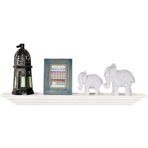 WELLAND White Wood 24 inch Floating Shelves Wall Mounted,Corona Crown Molding Floating Wall Photo Ledge Shelves Fireplace Mantel Shelf,Solid Pine Wood Finished