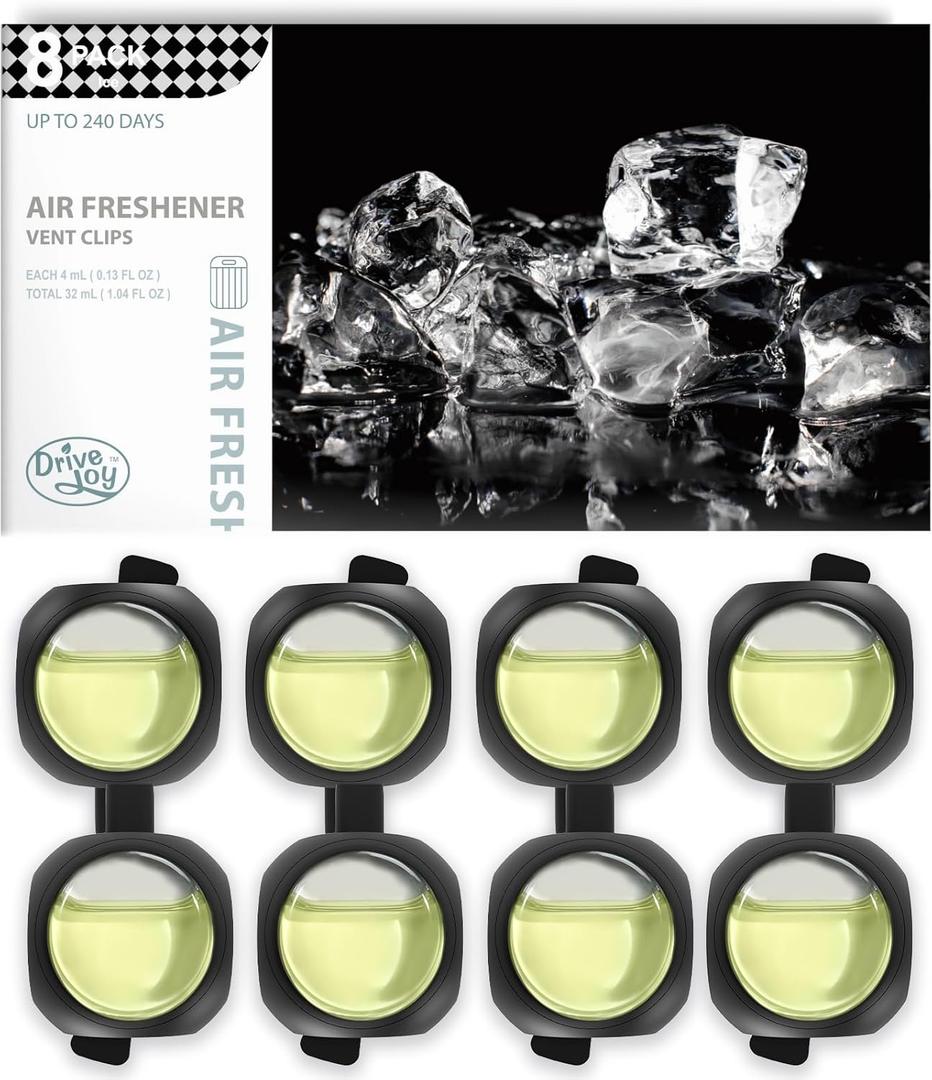 Car Air Freshener Vent Clips, 8 Pack, Provides Long-Lasting Scent, Up to 240 Days, Odor Eliminator (Ice Scent)