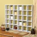 Kigley Oversize Coffee Mug Display Rack Wooden Shelves Rustic Shot Glass Display Case Travel Mug Shelf Wall Mounted Rack Holder Shadow Box(5 x 6,White)
