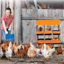 Chicken Nesting Box, 6-Hole Roll Away Egg Laying Box with Lid, Galvanized Steel Rustproof Design - Easy Egg Collection, Easy Clean Wall-Mountable Without Bracket, Orange
