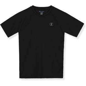 Champion Boys' Champion Boys Shirt Performance Short Sleeve Tech Athletic Tee Shirt (Black, L)