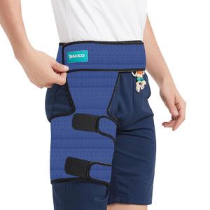 Hip Brace for Men & Women - Sciatica Pain Relief Devices, Compression Support Wrap for Thigh Injury,Groin, Hamstring, Joints, Hip Pain, Improved Mobility & Recovery (Blue Right)