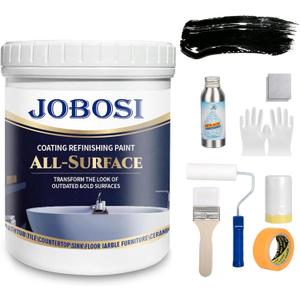 Water-based Tile Paint and Tile Refinishing Kit 16.0 Fl Oz (black)Bathtub Bathroom wall, Easy of Use countertop sink Paint Resurfacing Sink Tub Waterproof Kitchen Countertop, Low Odor No Toxic