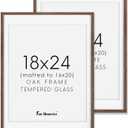 18x24 Picture Frame, 18 by 24 Oak Wood Frames, Minimalist Wooden 18 x 24 Poster Frames, Tempered Glass, 18"x24" Frame with Mat, Walnut Color, 1 Pack 