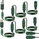 Enhon 2 Pack 15 Ft Extension Cord with 9 Outlets and On/Off Switch, Christmas Tree Light Extension Cord with Safety Fuse Male Plug for Christmas Or Holiday Lights, Xmas Village Lights (Green)