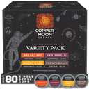 Copper Moon Single Serve Coffee Pods For Keurig K-Cup Brewers, Light Medium & Dark Roast, Variety Pack, 80 Count (EXP 07/01/28)