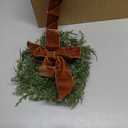 Aneco 6 Pcs 9.8" Small Christmas Norfolk Wreaths Decorations Mini Christmas Kitchen Cabinet Wreaths with Brown Velvet Bow Artificial Hanging Garlands for Door Window Room Farmhouse Xmas Party Decor