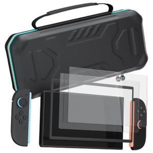 Hosanwell Longest Durable Travel Carrying Case for Switch 2 2025,2 Screen Protector,Hard Carrying Case with 12 Game Cards,Black [nintendo_switch_2]