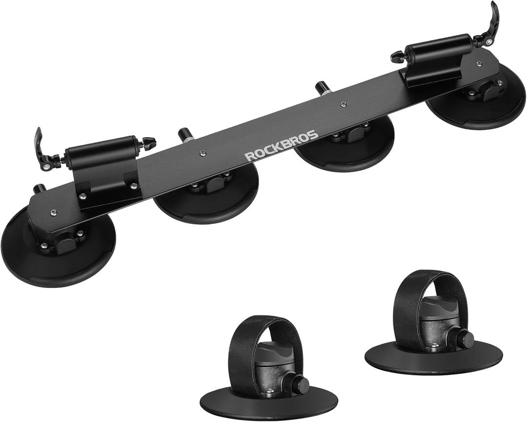 ROCKBROS Suction Cup Bike Rack for Car Roof Top Sucker Bike Rack Quick Release Aluminium Alloy Bike Carrier with Sucker for 2 Bikes, Blac