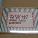Actually It Is All Fun And Games Sign Wall Art Funny Playroom Quote Wall Decor Painting Vintage Striped Kids Game Room Canvas Poster Prints Picture for Bedroom Living Room 16x24 inch Wood Framed
