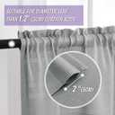 Home Queen Grey Waffle Bathroom Window Curtains, Short Water Repellent Rod Pocket for Small Kitchen Window, 30 W X 24 L Inch Each