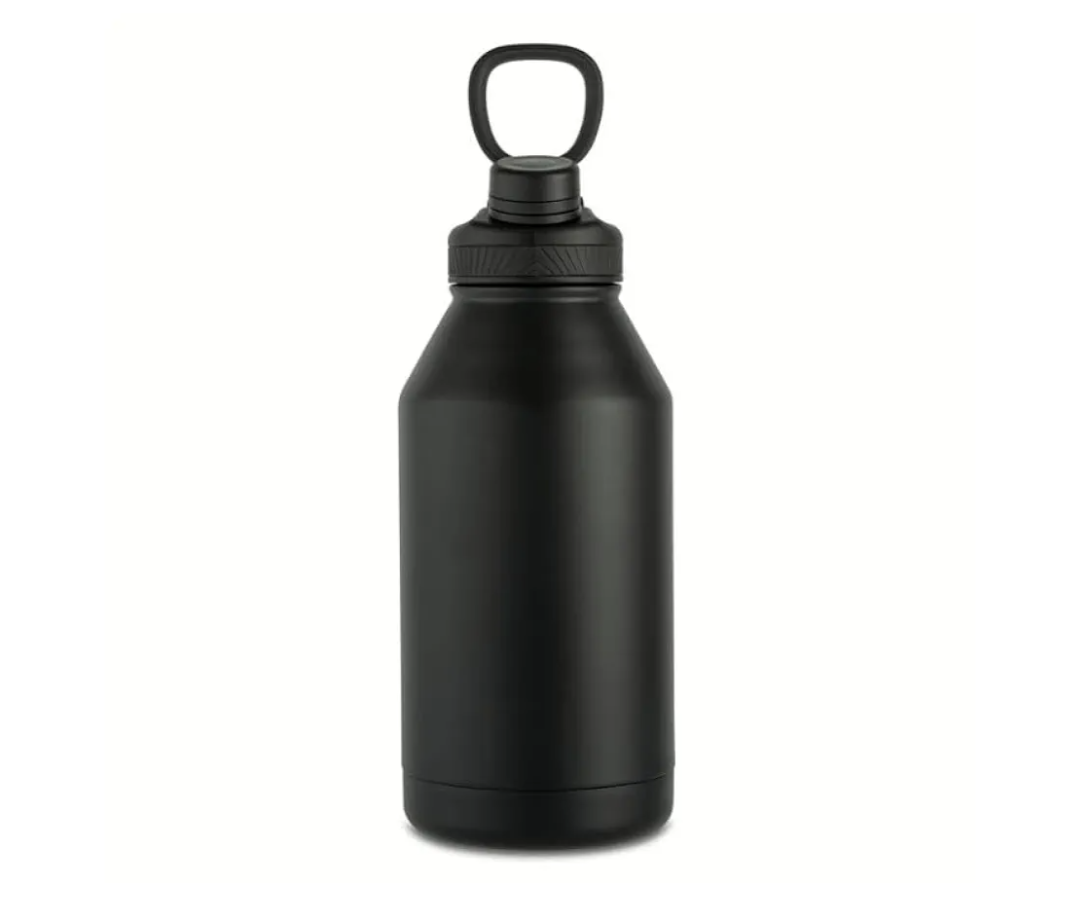 Stainless Steel Ranger Water Bottle with Easy Carry Loop, Narrow Spout & Wide Mouth for Ice – 64oz Black
