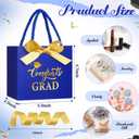 Moinchore 30 Pcs Blue Gold Graduation Gift Bags Bulk 5.5 x 4.7 x 2.5'' Small 2026 Congrats Grad Favor Bags with Handles Bow Ribbon Wrap Graduation Day Paper Party Supplies for College High School
