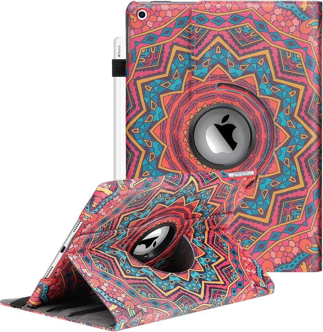 Disc Flower iPad 10.2 Case - 360 Rotating Cover for iPad (2019-2021), Sleep/Wake